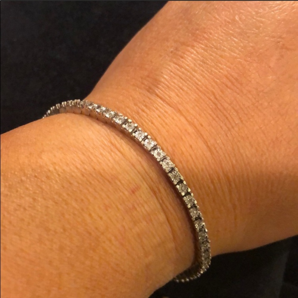 SOLD  Sterling Silver Diamond Bracelet size 7 1/2